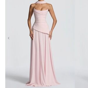 BABYBOO Patricia Maxi Dress Blush Pink Lace Up Corset Style Small New With Tags